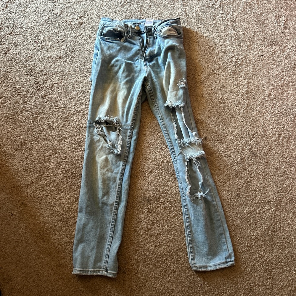 Windsor Light Blue Distressed Straight Leg Jeans
